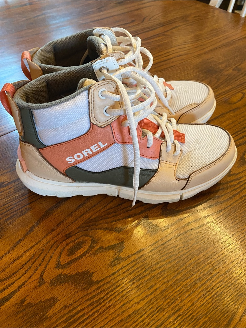 Sorel womens Coral and White High-Top Sneakers